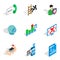 Computer designer icons set, isometric style