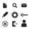 Computer Digital Icons Symbols. Set of file search mail email pen edit settings gear arrow back exit close escape user person