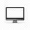 Computer display isolated in realistic design on white background. Computer monitor icon in metal. Blank screen with modern design
