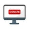 Computer donate monitor icon vector.