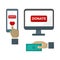 Computer donate monitor icon vector.