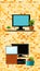 Computer electronic products brick wall background illustration