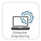 Computer Engineering Icon. Gear and Laptop. Development Symbol.