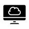 Computer files cloud storage glyph icon vector illustration