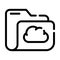 Computer folder cloud storage line icon vector illustration