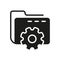 Computer Folder with Gear Silhouette Icon. Setting of Data Folder Black Icon. Options and Configuration of File or