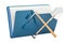 Computer folder icon with crossed pickaxe and spade, 3D rendering