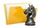 Computer folder icon with knight chess figure, 3D rendering