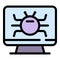 Computer fraud bug icon color outline vector