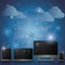 computer gadgets with cloud concept. Vector illustration decorative design