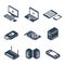 Computer, gadgets and hardware isometric icons
