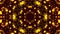 Computer generated abstract background from gold particles. Kaleidoscope converts into an seeds sunflower, 3D rendering