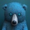 Computer Generated Blue Bear With Surrealistic Realism And Intense Close-ups