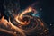 a computer generated image of a spiral of fire and ice in space