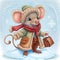 Computer generated mouse wearing winter warm cloth