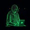 computer hacker green ascii style on black background generative AI