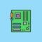 Computer hardware, motherboard filled outline icon