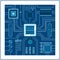 Computer IC chip template microchip on detailed printed circuit board