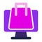 Computer icon. computer with shoping bag. flat design vector icon