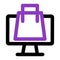 Computer icon. computer with shoping bag. outline vector icon. can use for, icon design element,ui, web, mobile