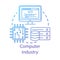 Computer industry concept icon. Hardware, software development. Programming. Data server, CPU. Information technology
