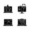 Computer issues black glyph icons set on white space