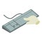 Computer keyboard icon isometric vector. Wired portable computer keyboard icon