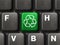 Computer keyboard with recycling symbol