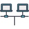 Computer lan network communication flat vector icon