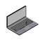 Computer. Laptop abstract image. Isometric, 3D front view. Vector illustration of portable device. Laptop with keyboard, with