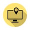 Computer, location simple vector icon in long shadow style