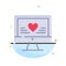 Computer, Love, Heart, Wedding Business Logo Template. Flat Color