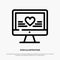 Computer, Love, Heart, Wedding Line Icon Vector