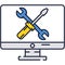 Computer maintenance web tool icon flat vector