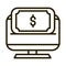 Computer money banknote online financial business stock market line style icon