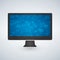 computer monitor with a blue futuristic wallpaper. isolated on white. vector.