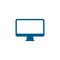 Computer Monitor Blue Icon On White Background. Blue Flat Style Vector Illustration