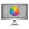 Computer monitor with color spectrum icon