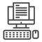 Computer monitor with document line icon, business concept, Office documentation on screen vector sign on white