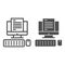 Computer monitor with document line and solid icon, business concept, Office documentation on screen vector sign on