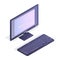 Computer monitor and keyboard in isometry. 3D devices isolated on a white background. Gradient colors