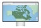 Computer monitor with map of Canada in browser, search for the country of Canada on the web mapping program