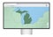 Computer monitor with map of Michigan in browser, search for the country of Michigan on the web mapping program