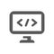 Computer monitor and programing code icon