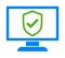 Computer monitor security shield tick icon