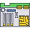 Computer motherboard vector chip icon on white