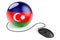 Computer mouse with Azerbaijani flag. Internet network in Azerbaijan concept. 3D rendering