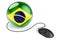 Computer mouse with Brazilian flag. Internet network in Brazil concept. 3D rendering