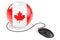 Computer mouse with Canadian flag. Internet network in Canada concept. 3D rendering