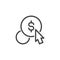 Computer mouse and dollar icon. Click on money labrl for banking sites and apps, stores, payment, money management